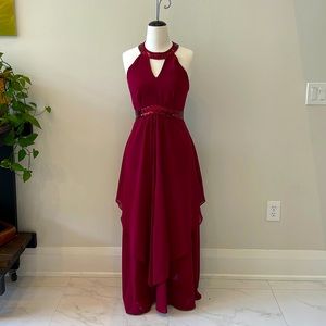 Long formal crimson dress, size S